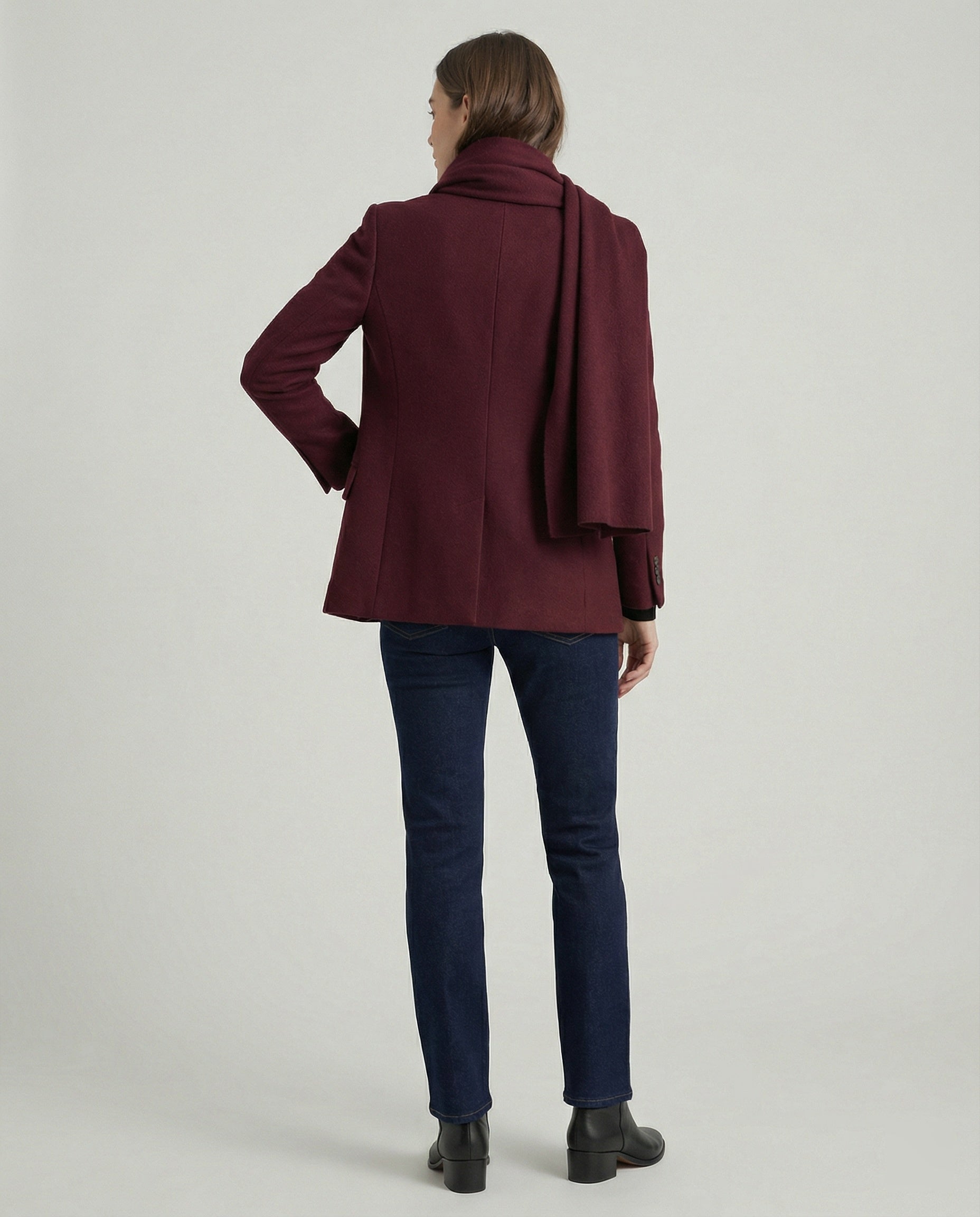 Damen elegante Blazerjacke mit abnehmbarem Schal