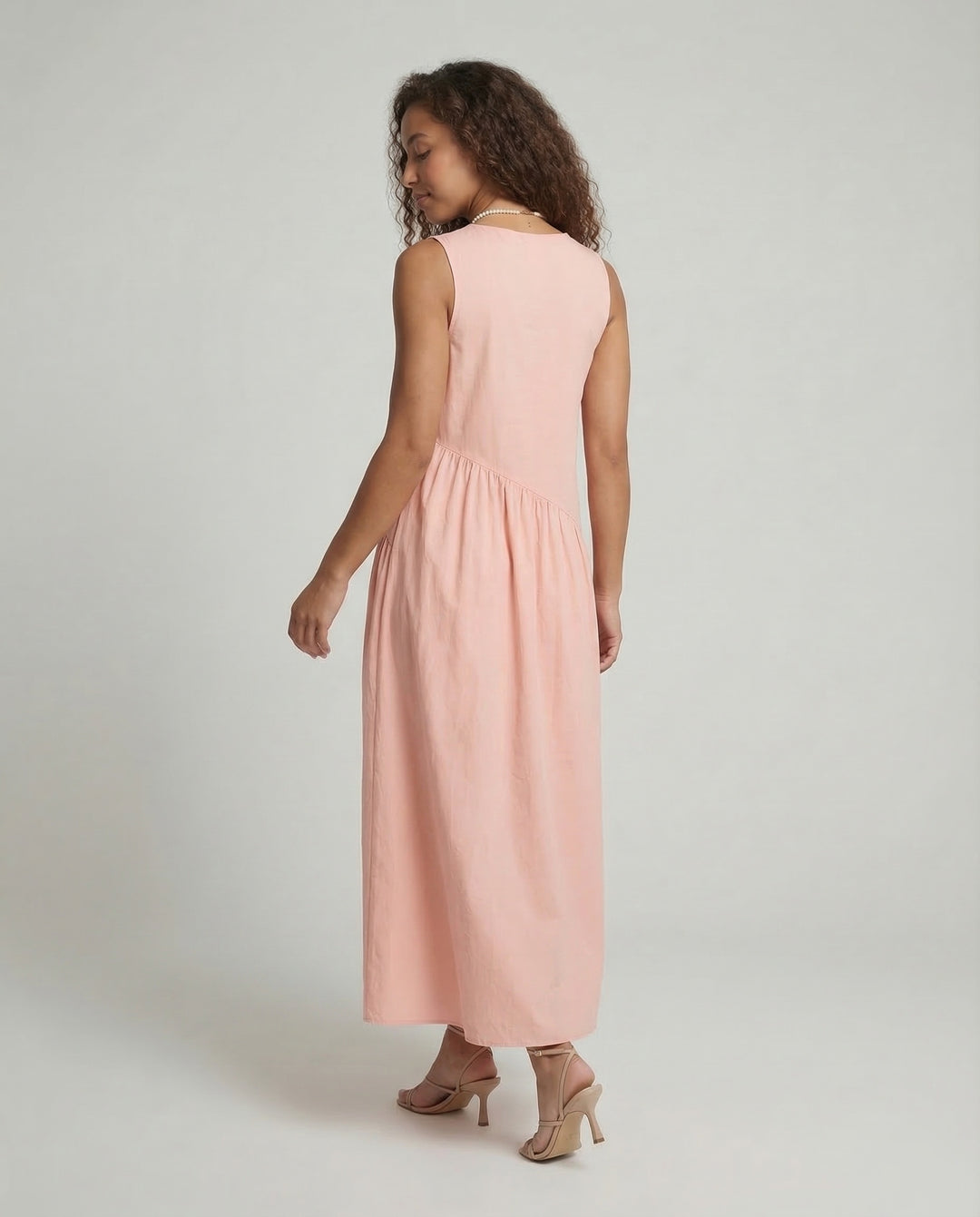 Damen Maxikleid Gerafft A Linie