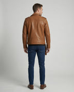 Herren Bikerjacke Kunstleder tailliert