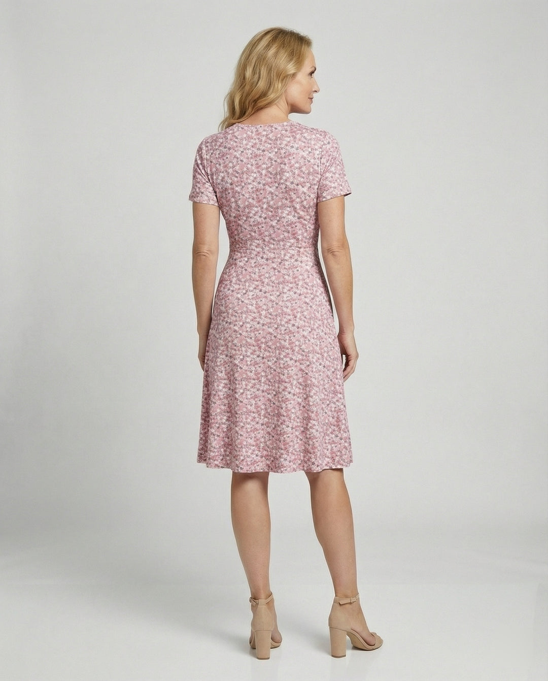 Damen Wickel-Blumenkleid mit kurzen Ärmeln