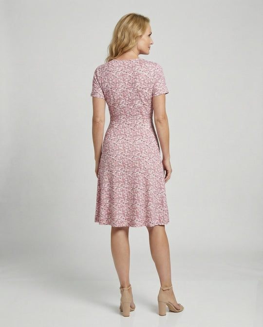 Damen Wickel-Blumenkleid mit kurzen Ärmeln