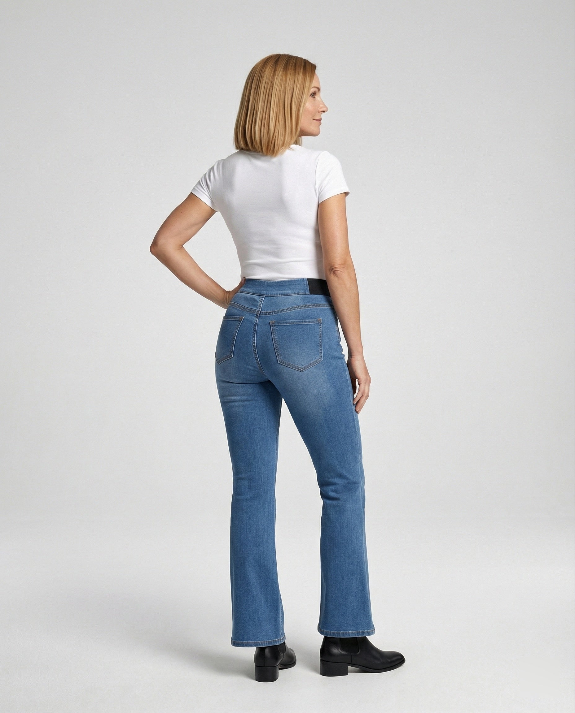Damen Schlagjeans High Waist mit Komfortbund