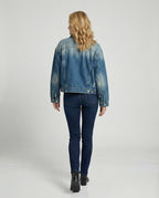 Damen Jeansjacke weit Used Look