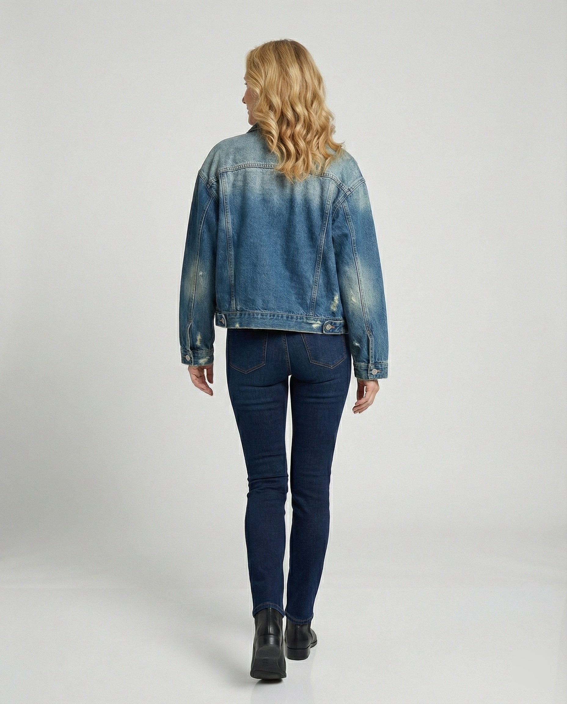 Damen Jeansjacke weit Used Look