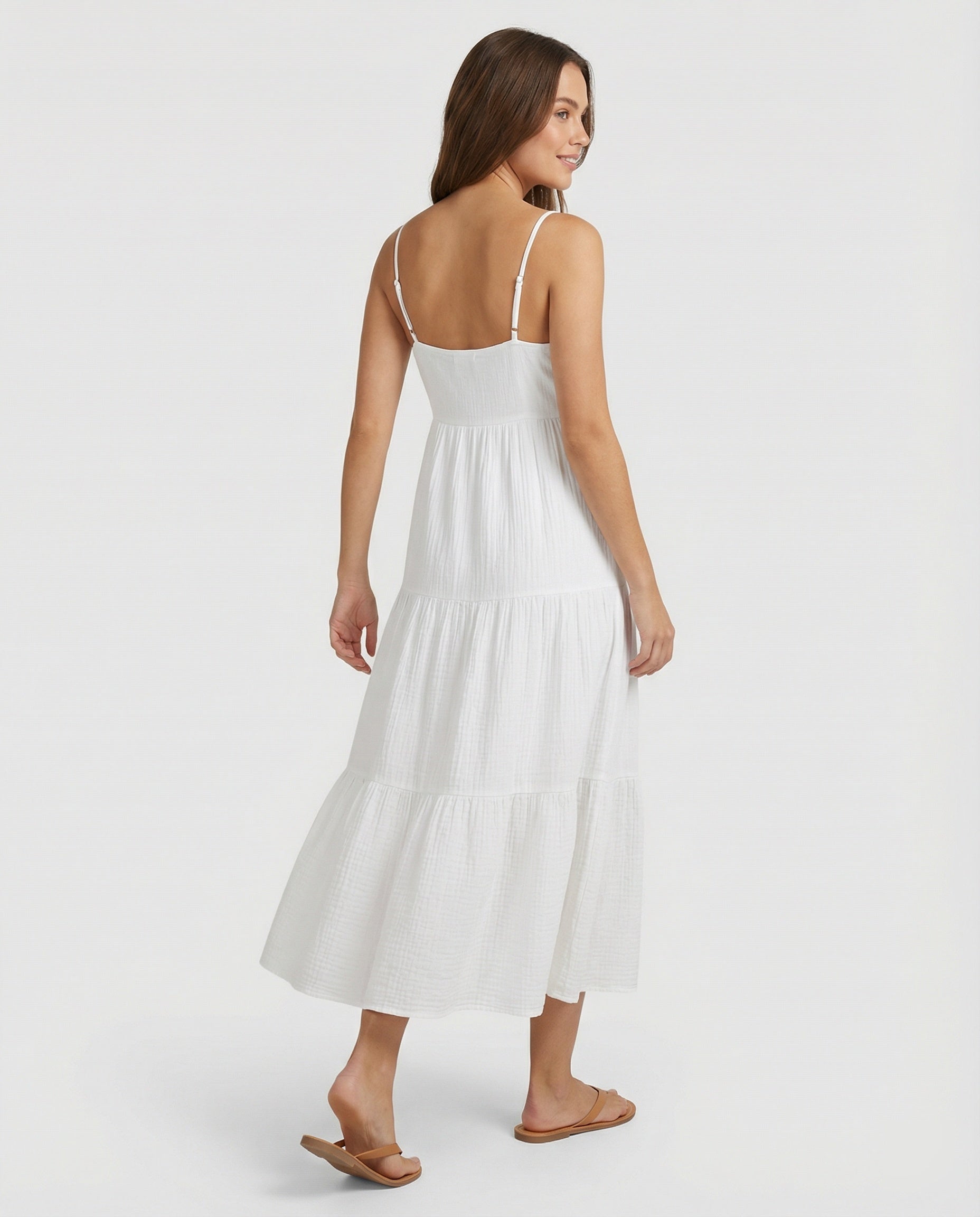 Damen Maxikleid mit verstellbaren Rüschen