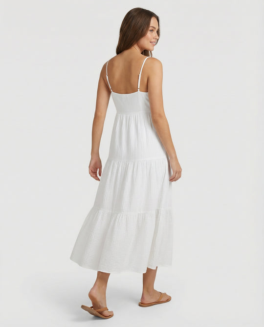 Damen Maxikleid mit verstellbaren Rüschen