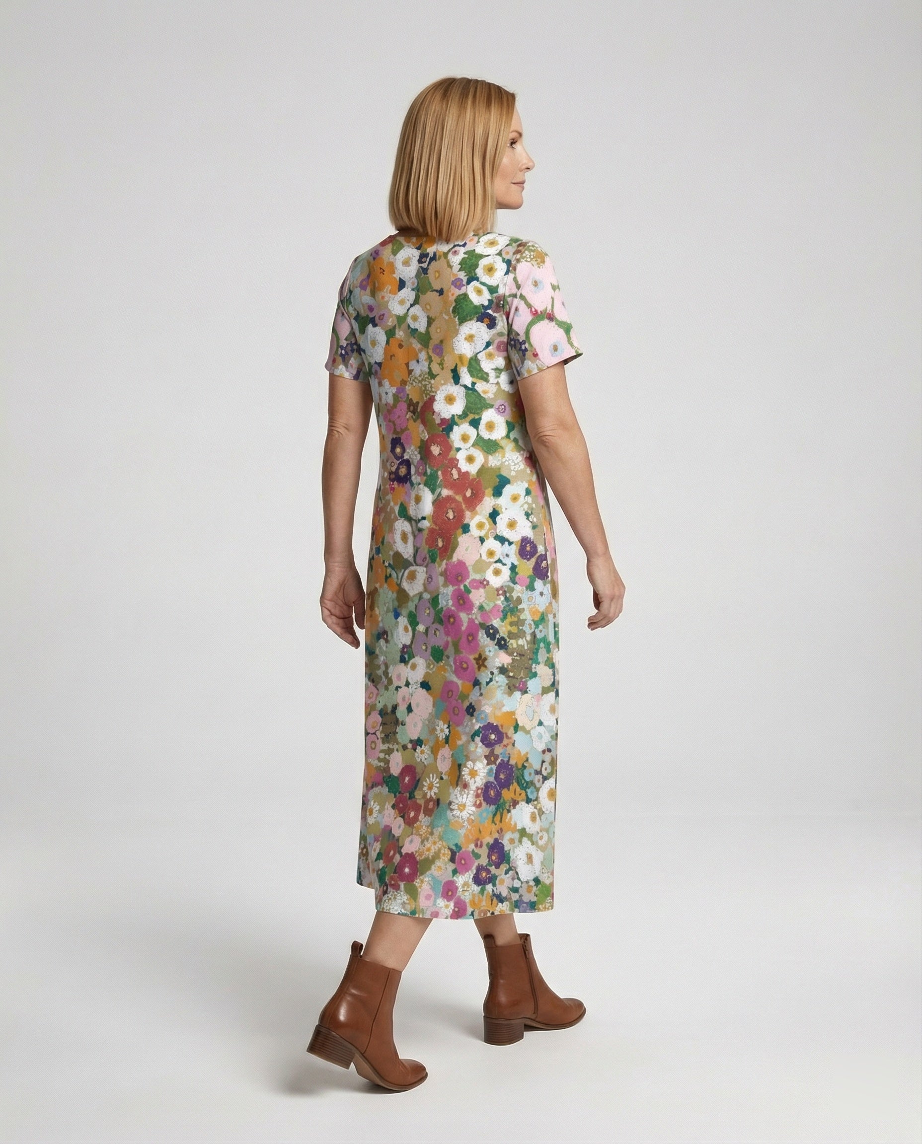 Damen Maxikleid floral asymmetrisch
