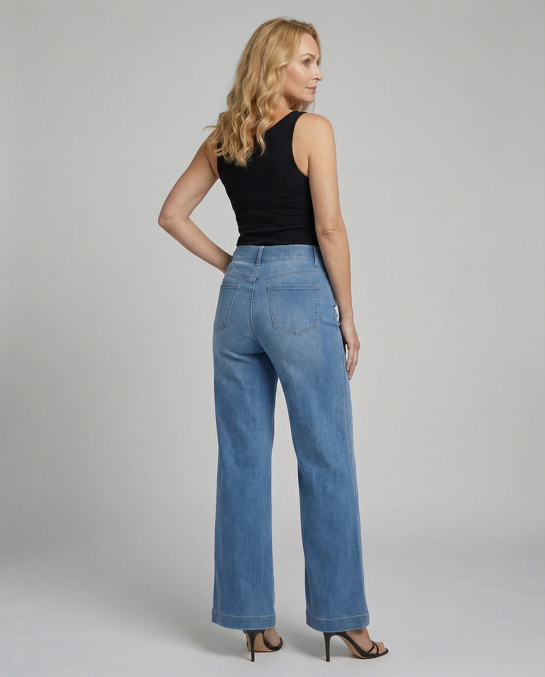 Damen Palazzo Jeans High Waist