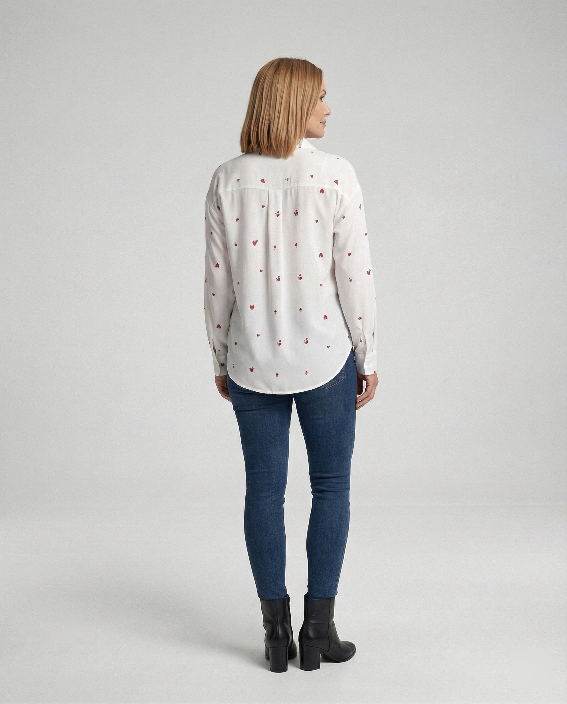 Damen Hemdbluse Herz Print leicht