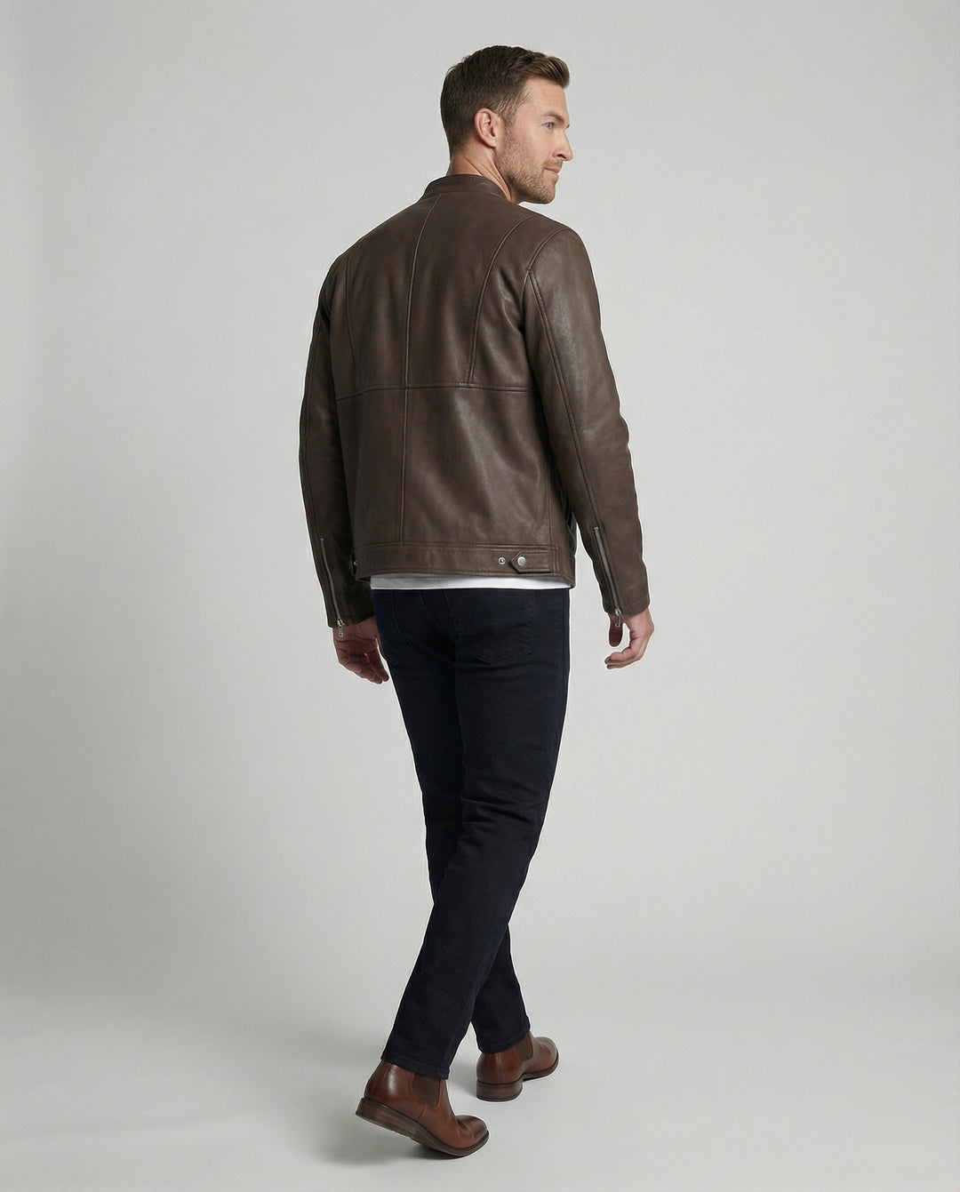 Herren Bomber Lederjacke Stehkragen