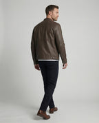 Herren Bomber Lederjacke Stehkragen
