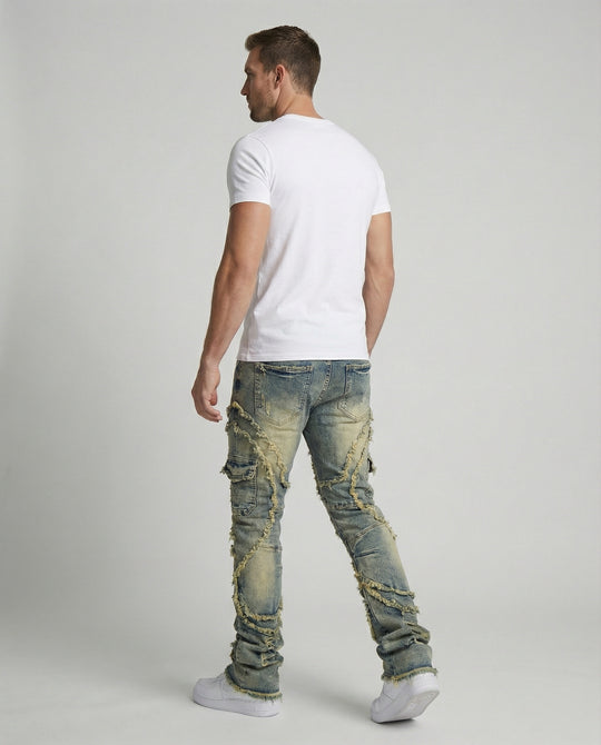 Herren Destroyed Jeans mit Cargotaschen