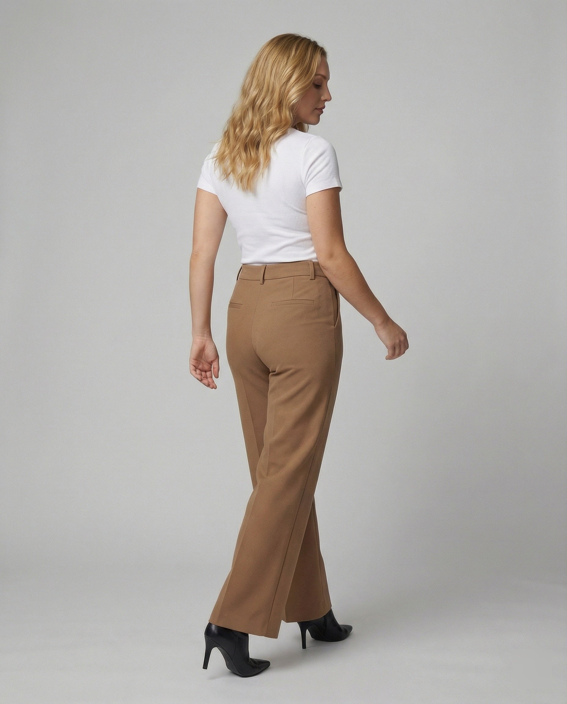 Damen Weite Stoffhose High Waist