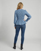 Bluse Damen Peplum Gesmokt