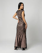 Elegantes Langes Abendkleid mit Paillettenmuster für Festliche Anlässe - R&B