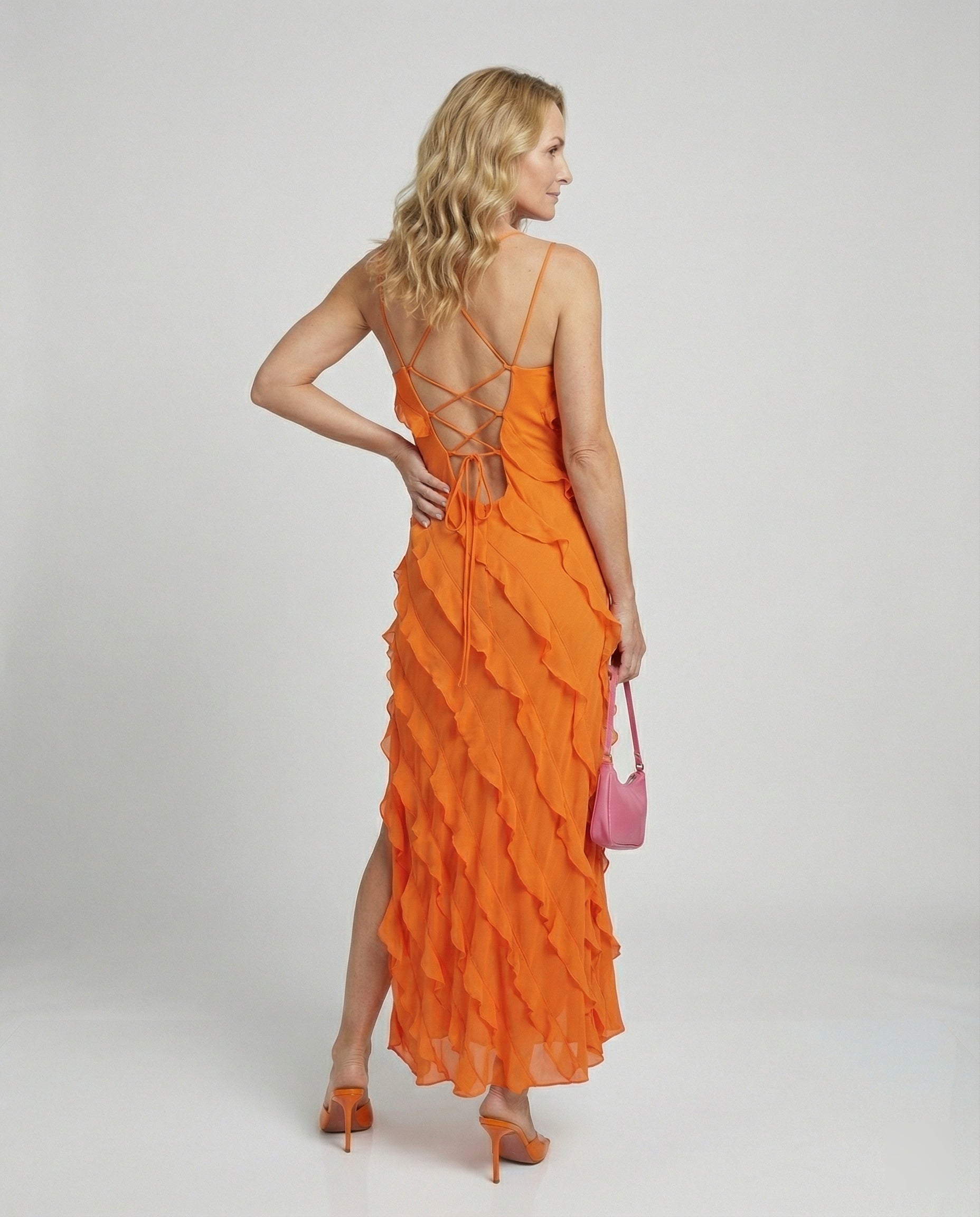 Damen Maxikleid mit Volants