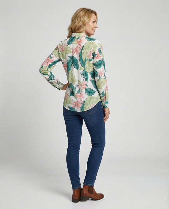 Bluse Damen Print Hemdkragen