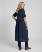 Freizeitkleid Damen Midikleid Leinenoptik