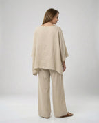 Leinen Zweiteiler Set Damen mit Palazzo-Hose