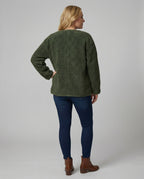 R&B | Damen Warme Winterjacken - Lässige Langarm Button-up Fleecejacke aus Sherpa