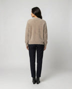 Strickjacke Damen flauschig mit großen Knöpfen und V-Ausschnitt