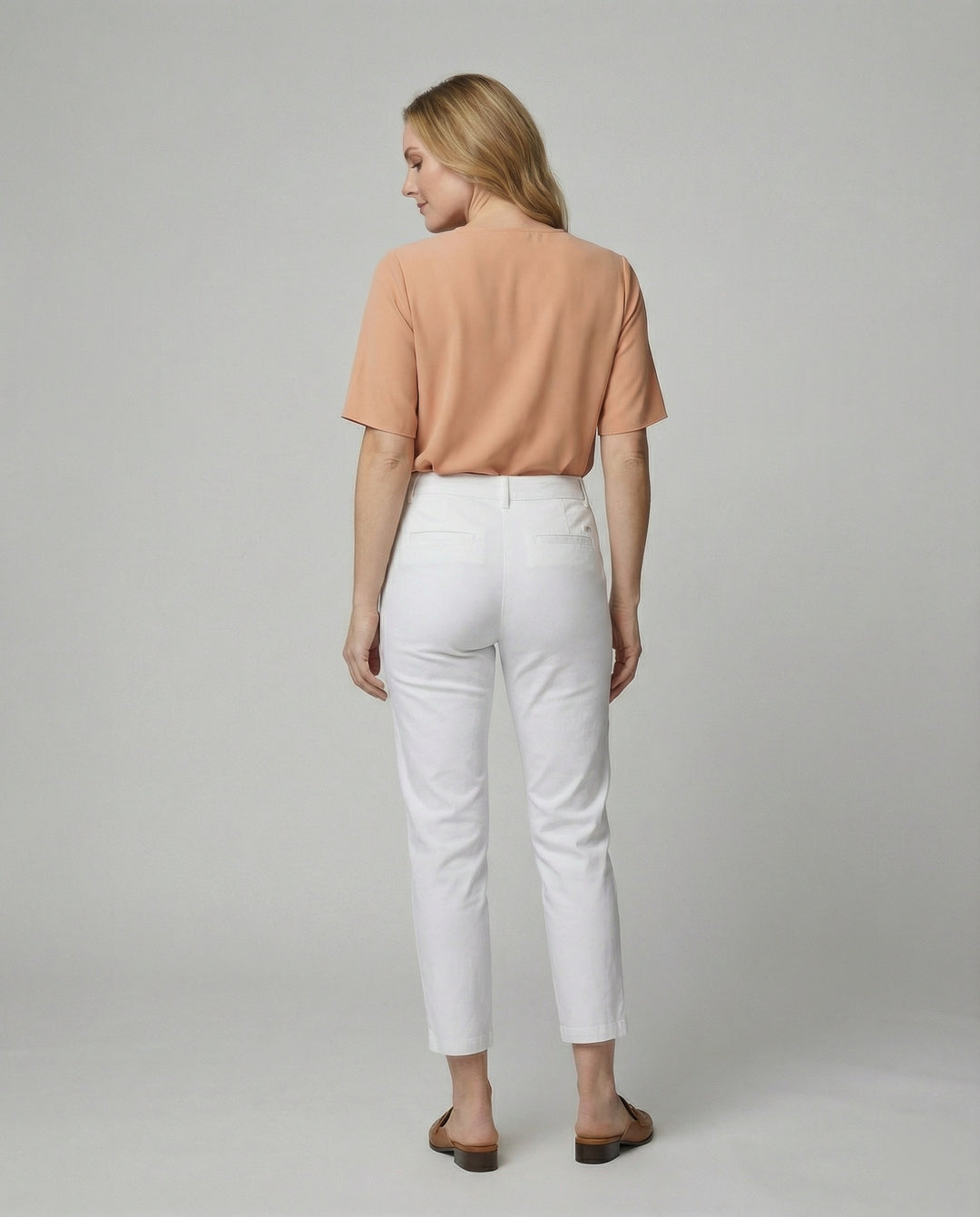 Damen Chino Stoffhose schmal mit hohem Bund