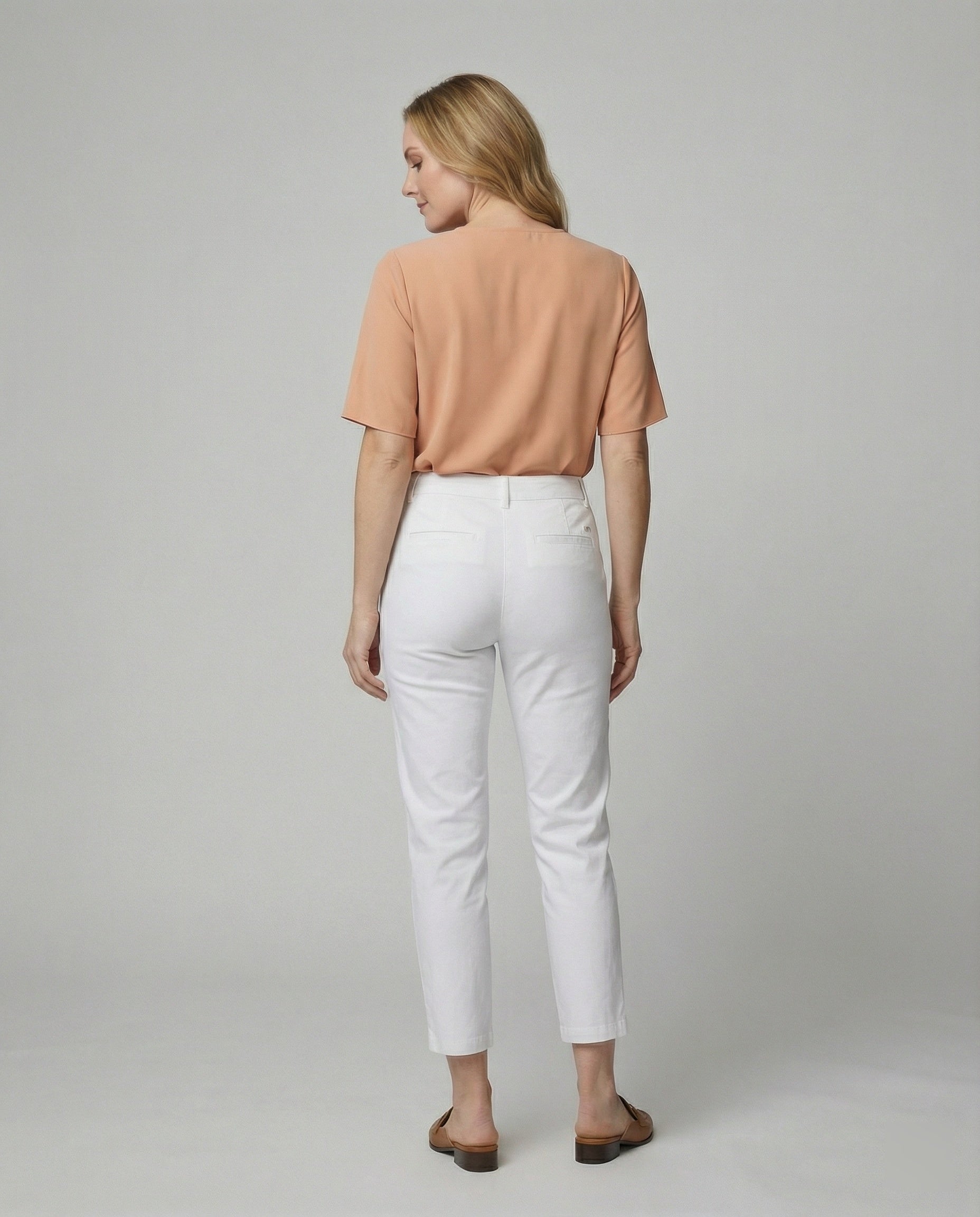 Damen Chino Stoffhose schmal mit hohem Bund