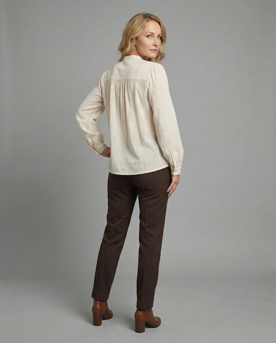 Baumwoll Bluse Damen mit Stickerei