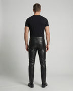 Herren Kunstleder Hose Slim Fit mit Taschen