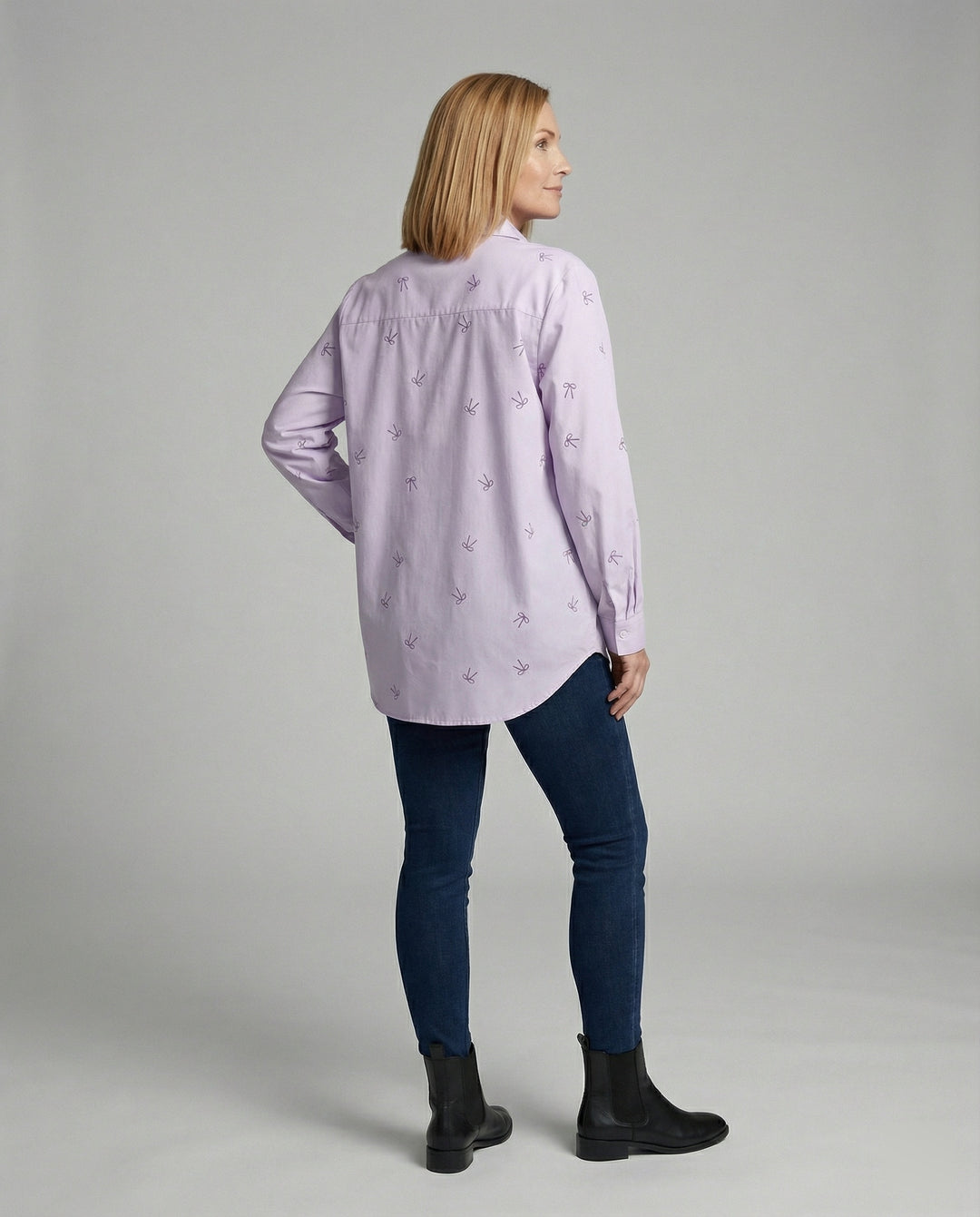 Damen Hemdbluse Oversize Schleifen