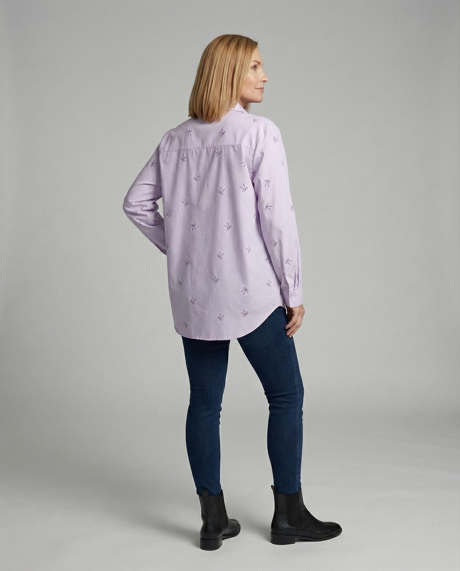Damen Hemdbluse Oversize Schleifen