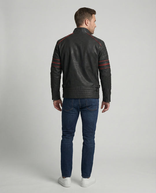 Herren Biker Lederjacke mit Steppung