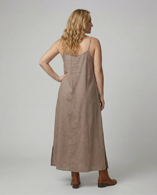 Damen Maxikleid mit lässigem V-Ausschnitt und seitlichen Taschen R&B