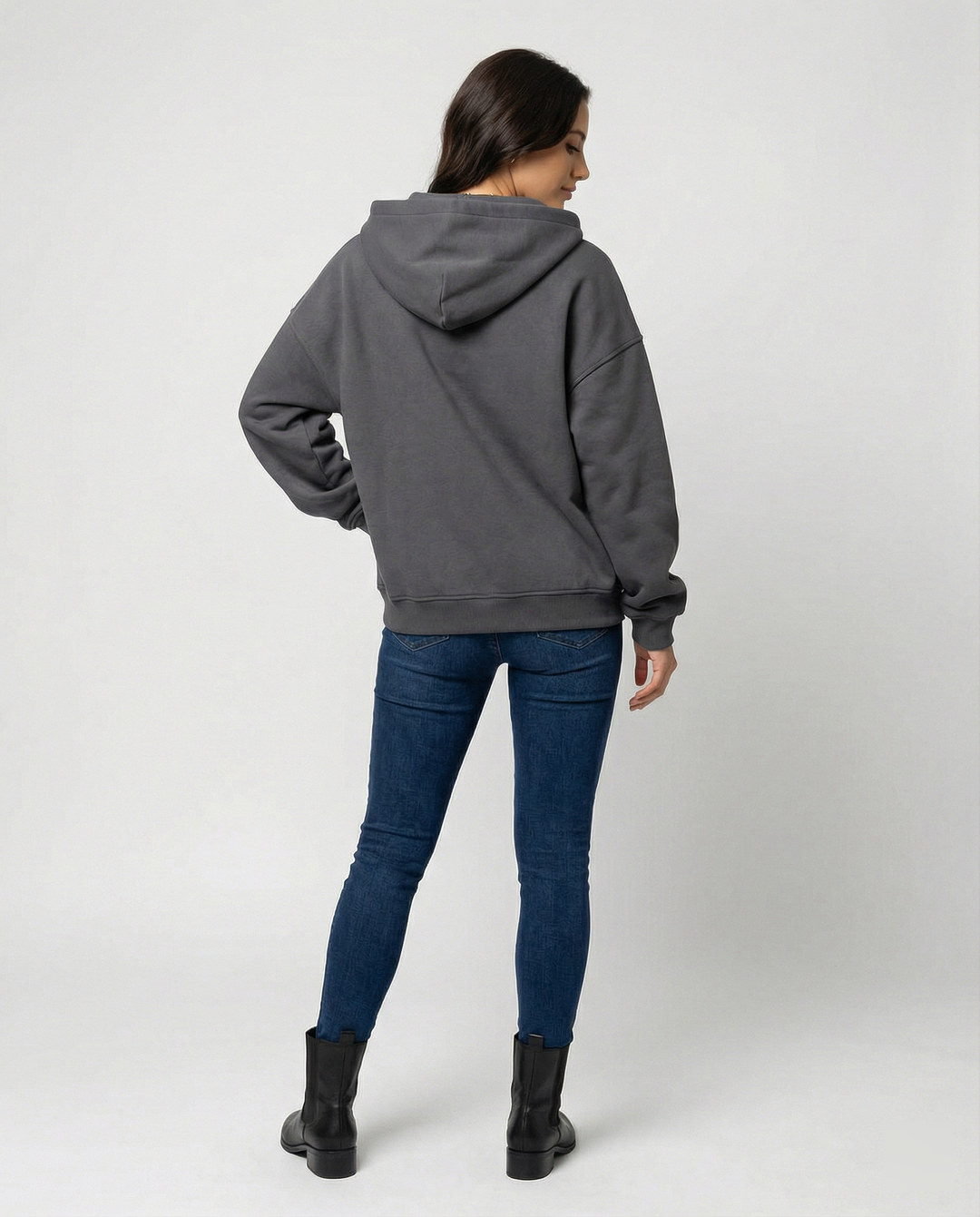Damen Oversized Kapuzensweatshirt mit lässigem Stehkragen und langen Ärmeln R&B