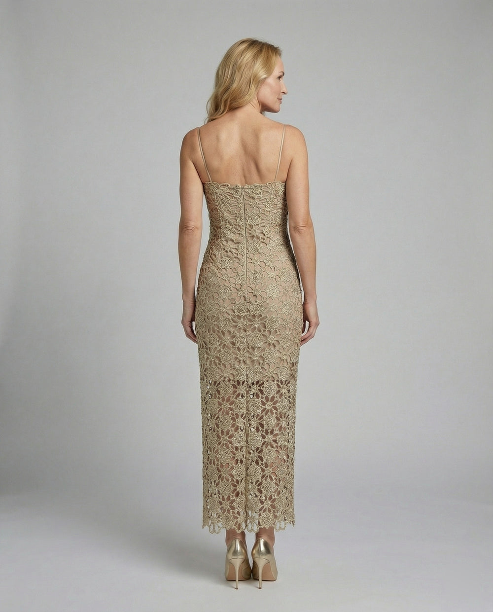 Damen Spitzen Maxikleid figurbetont