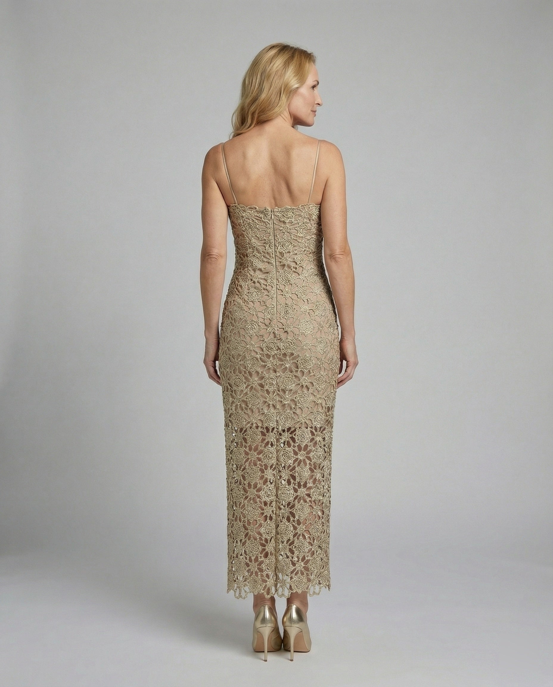 Damen Spitzen Maxikleid figurbetont