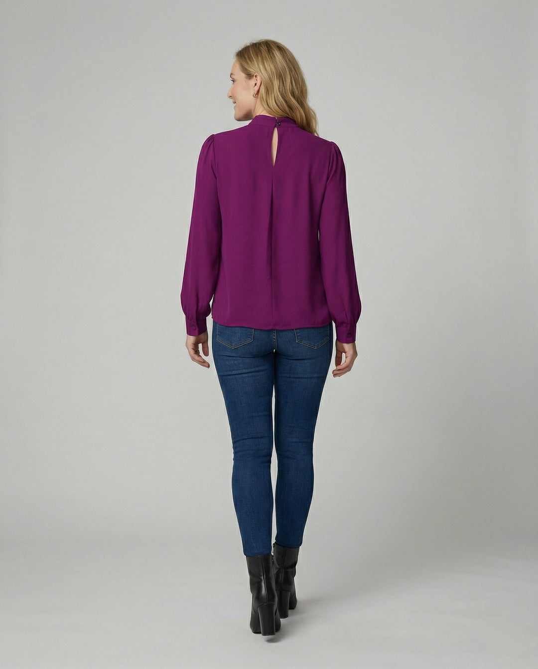 Damen elegante Bluse mit Stehkragen R&B