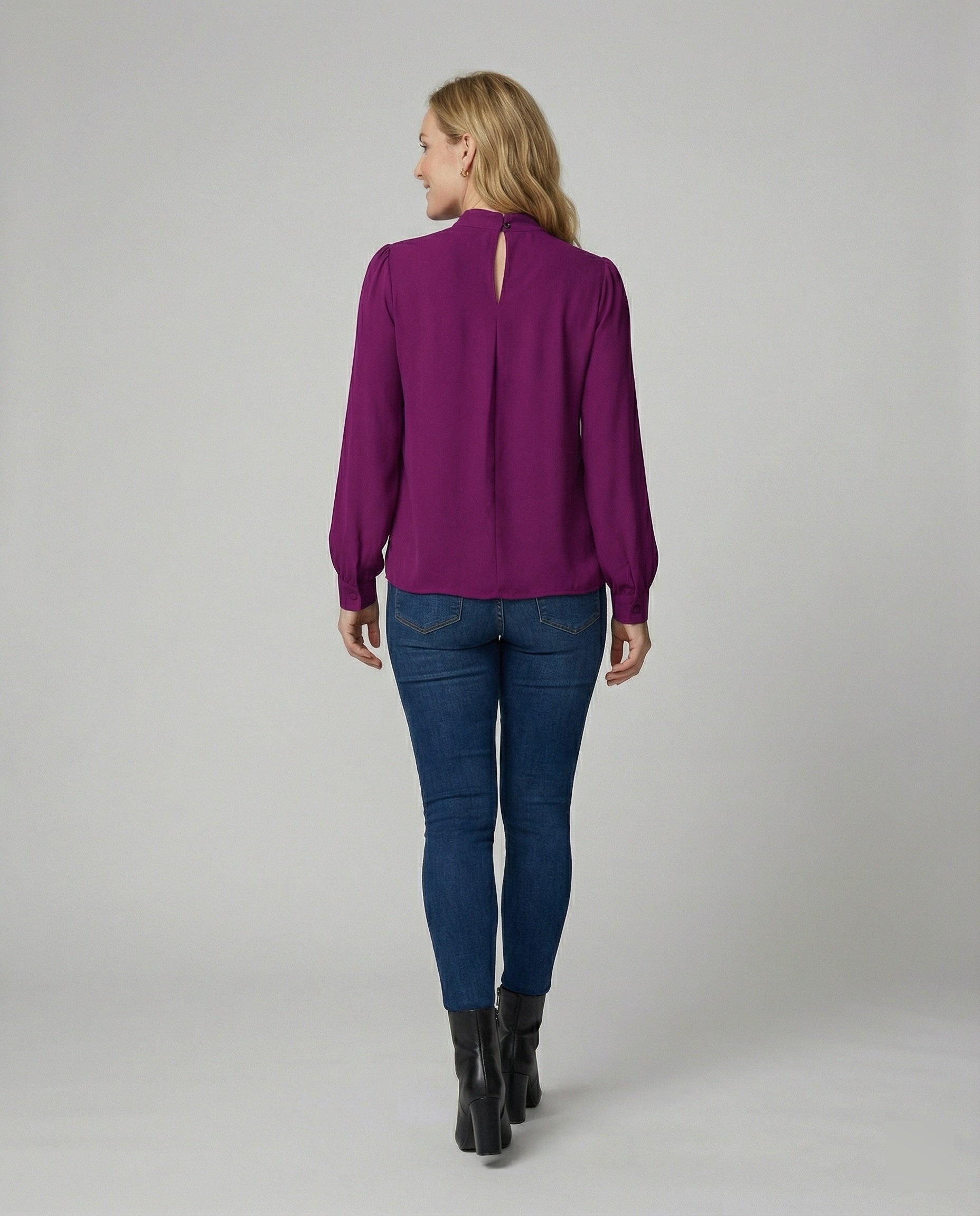 Damen elegante Bluse mit Stehkragen R&B