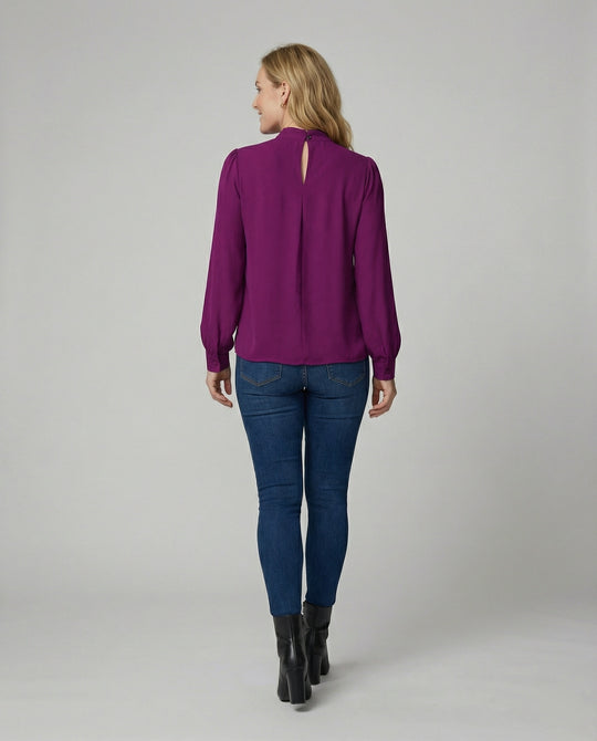 Damen elegante Bluse mit Stehkragen R&B