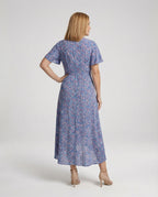 Damen Blumenkleid Midi mit Gürtel