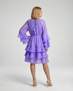 Freizeitkleid Damen Chiffon Volantkleid