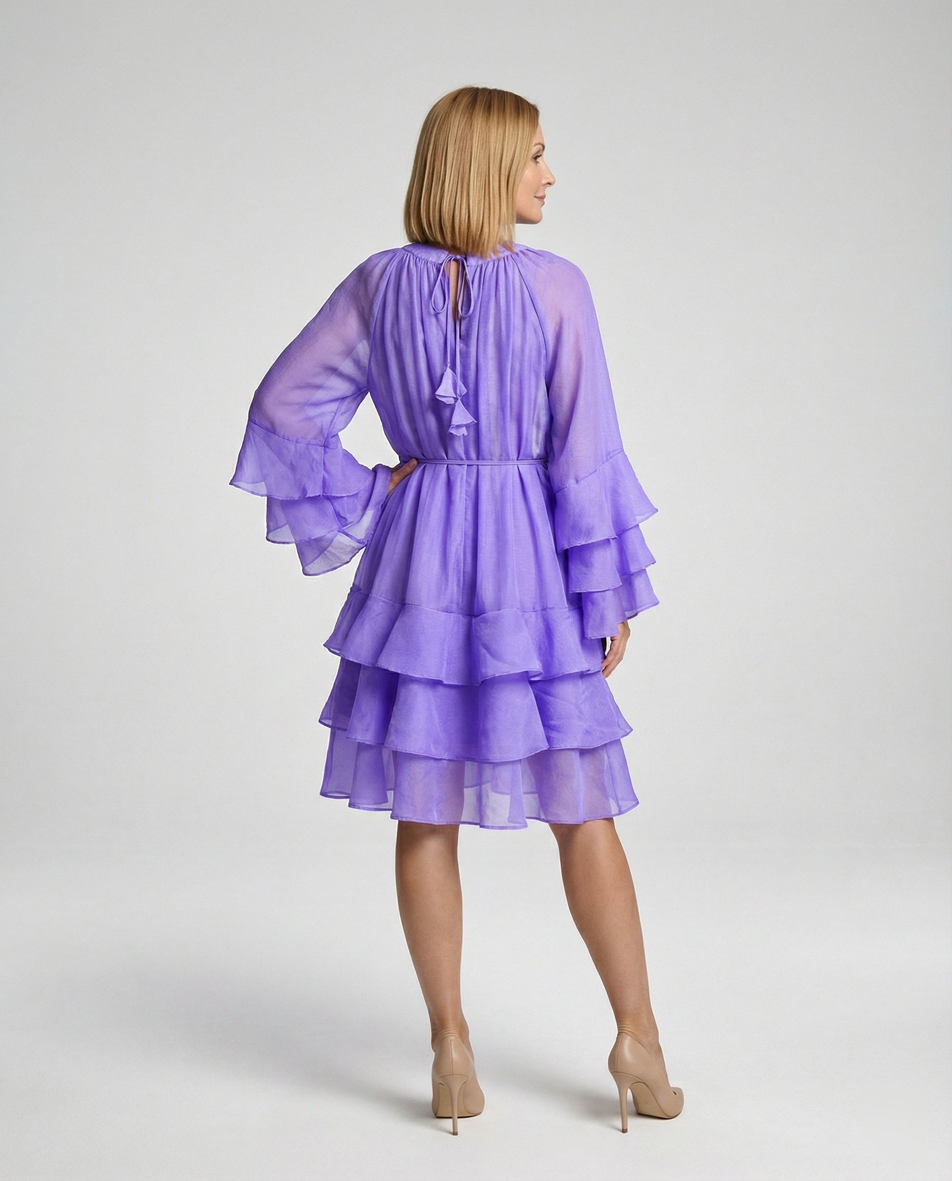 Freizeitkleid Damen Chiffon Volantkleid