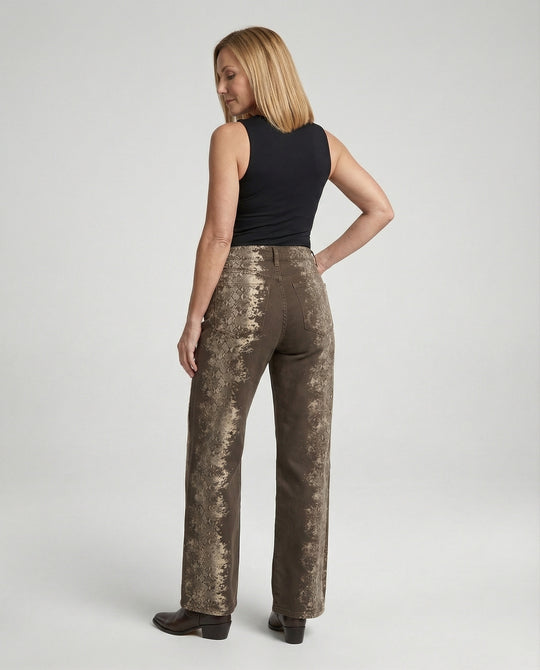 Damen Jeans weit High Waist Print