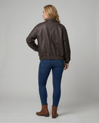 Damen Metallic Kunstlederjacke