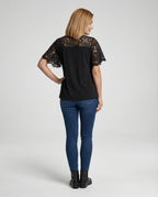 Damen Blusentop Spitze Tunika A-Linie