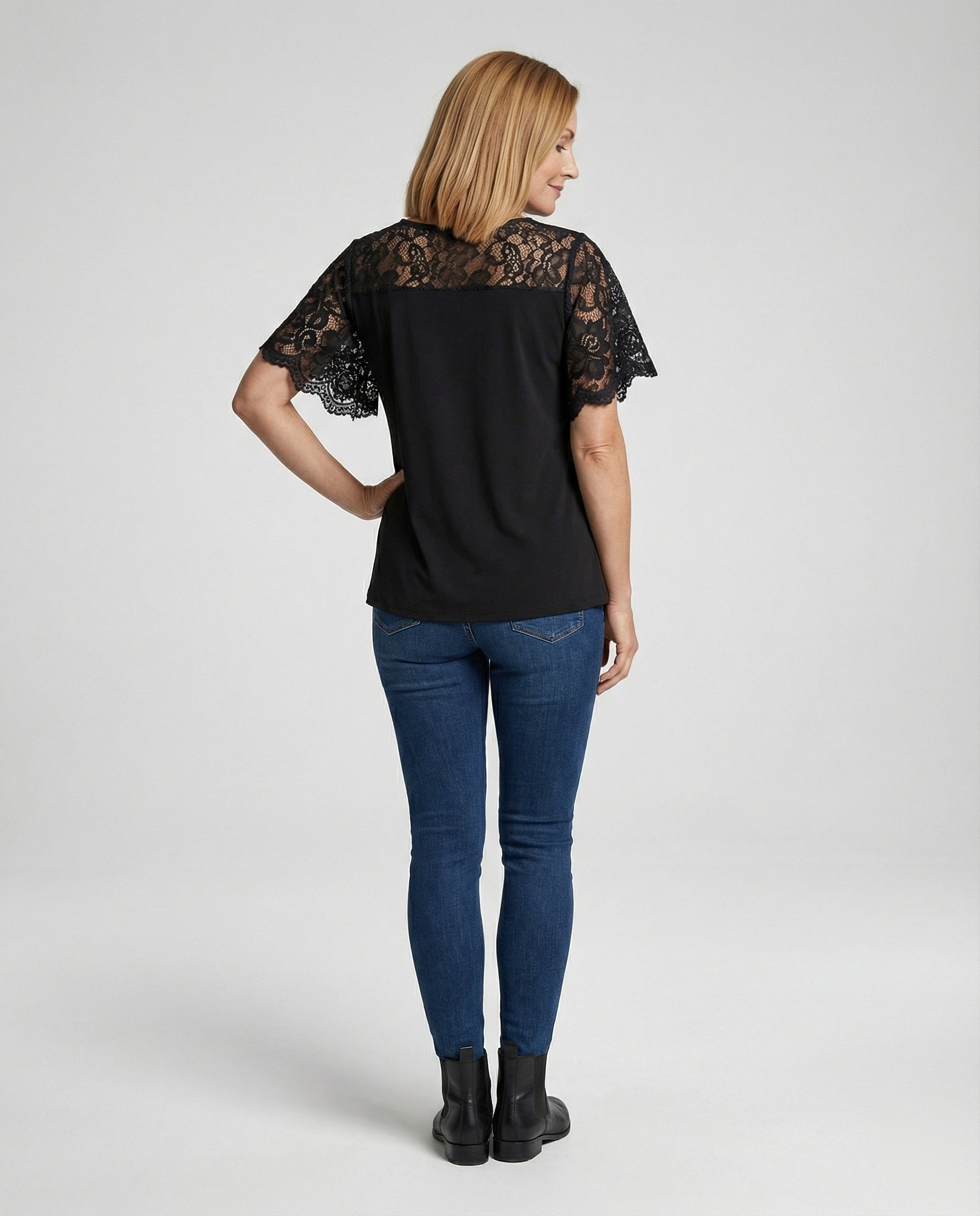 Damen Blusentop Spitze Tunika A-Linie