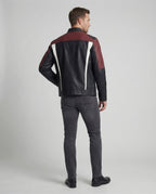 Herren Panel Lederjacke Stehkragen