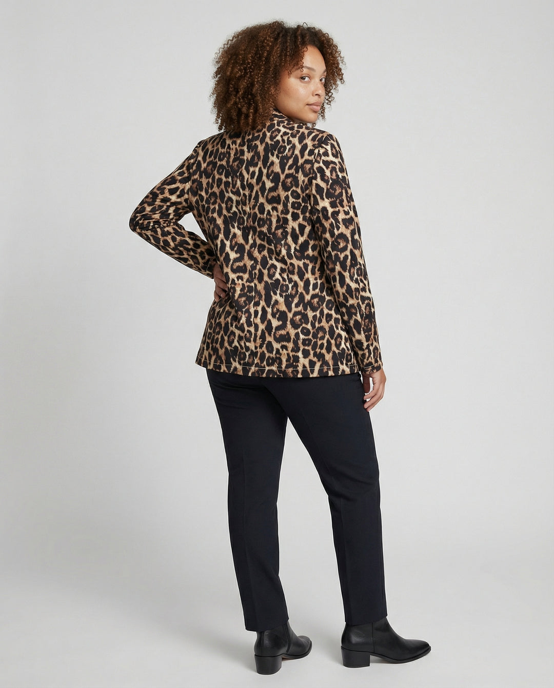 Damen Modischer Blazer im Leo-Design mit schlankem Schnitt R&B