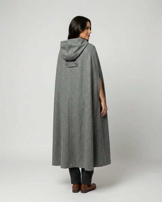 Damen modern geschnittener Umhang mit Kapuze R&B