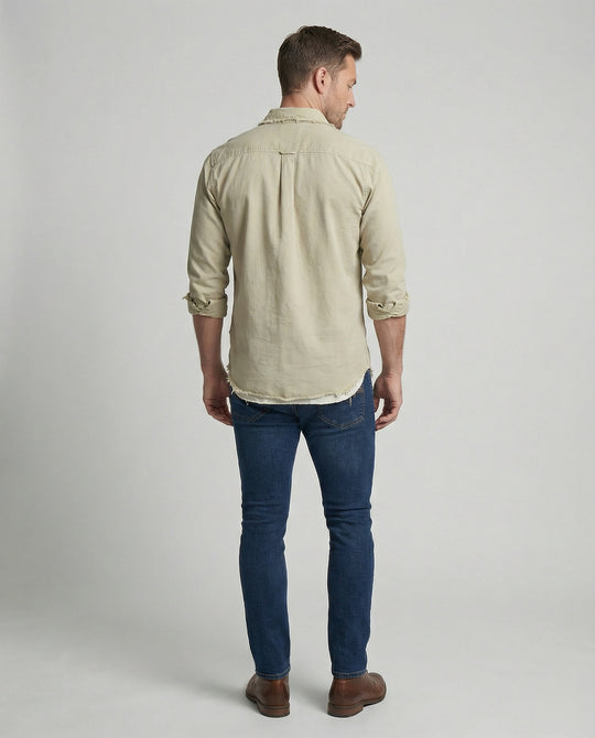 Herren lässiges Button-Down-Hemd mit asymmetrischem Saum